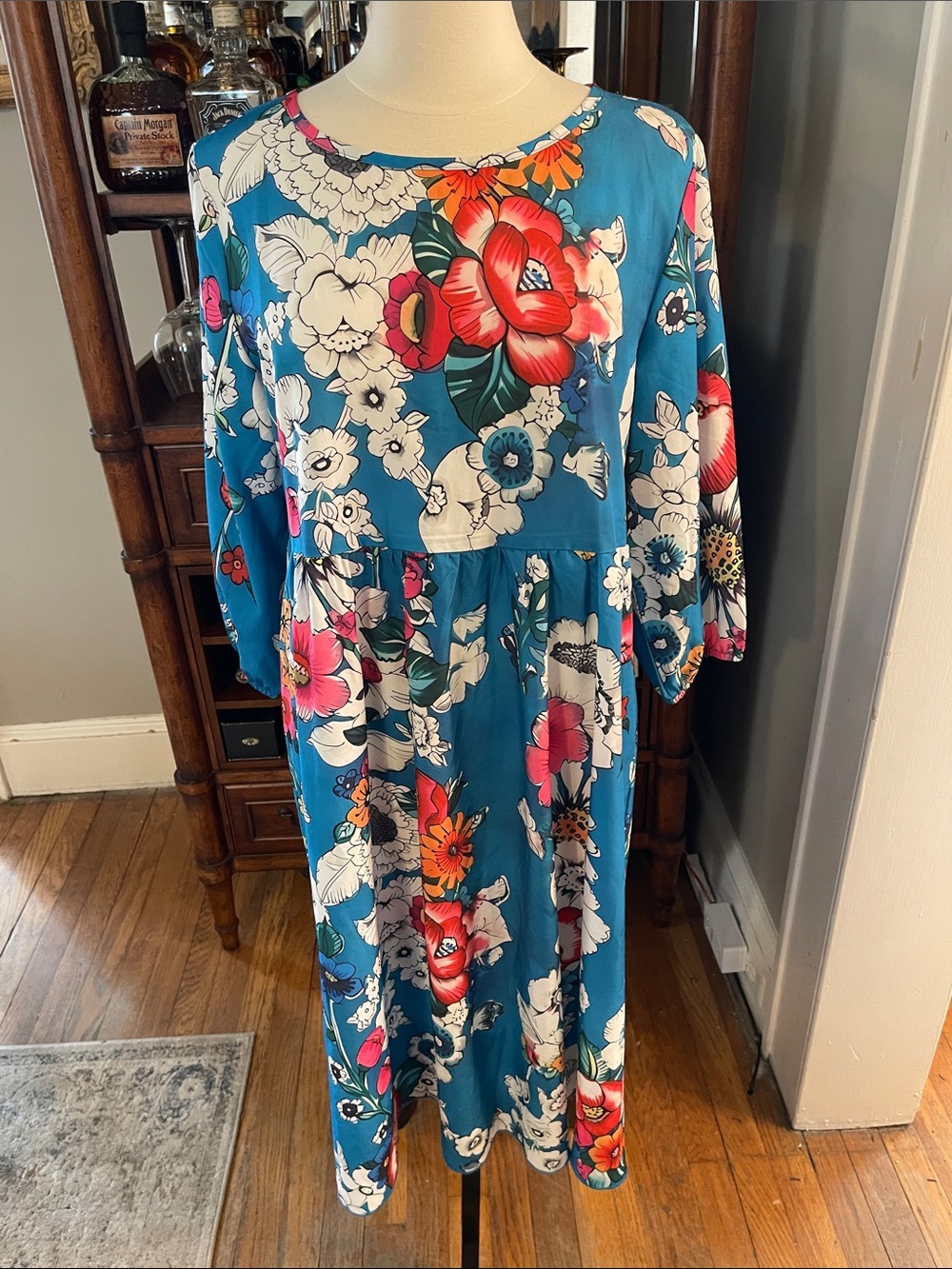 NWOT SHEIN Blue Floral Midi Dress